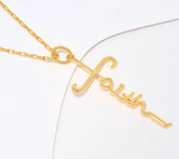 David Markstein Sterling Silver 18K Gold-Plated 20" Necklace with “Faith” Pendant